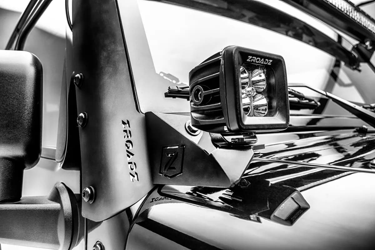 0718 Wrangler A Pillar Lowerpod Style LED Light Bar Mounts (Add To A Pillar O