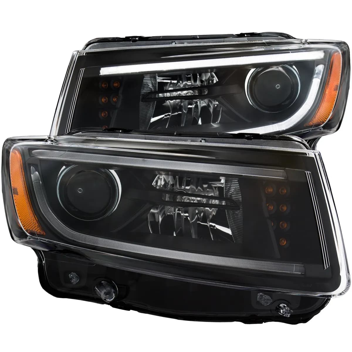 Jeep Grand Cherokee 14-16 Projector Headlights Plank Style Black (For Halogen Models Only)