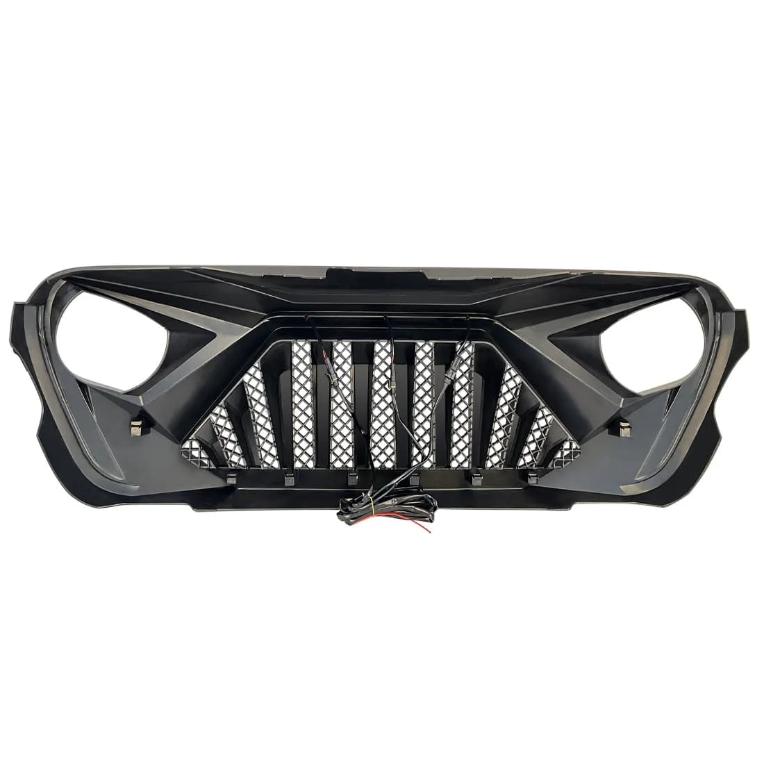 Front Goliath Grille W/Amber LED Running Light - Matte Black For 18+ Jeep Wrangler JL & Gladiator JT
