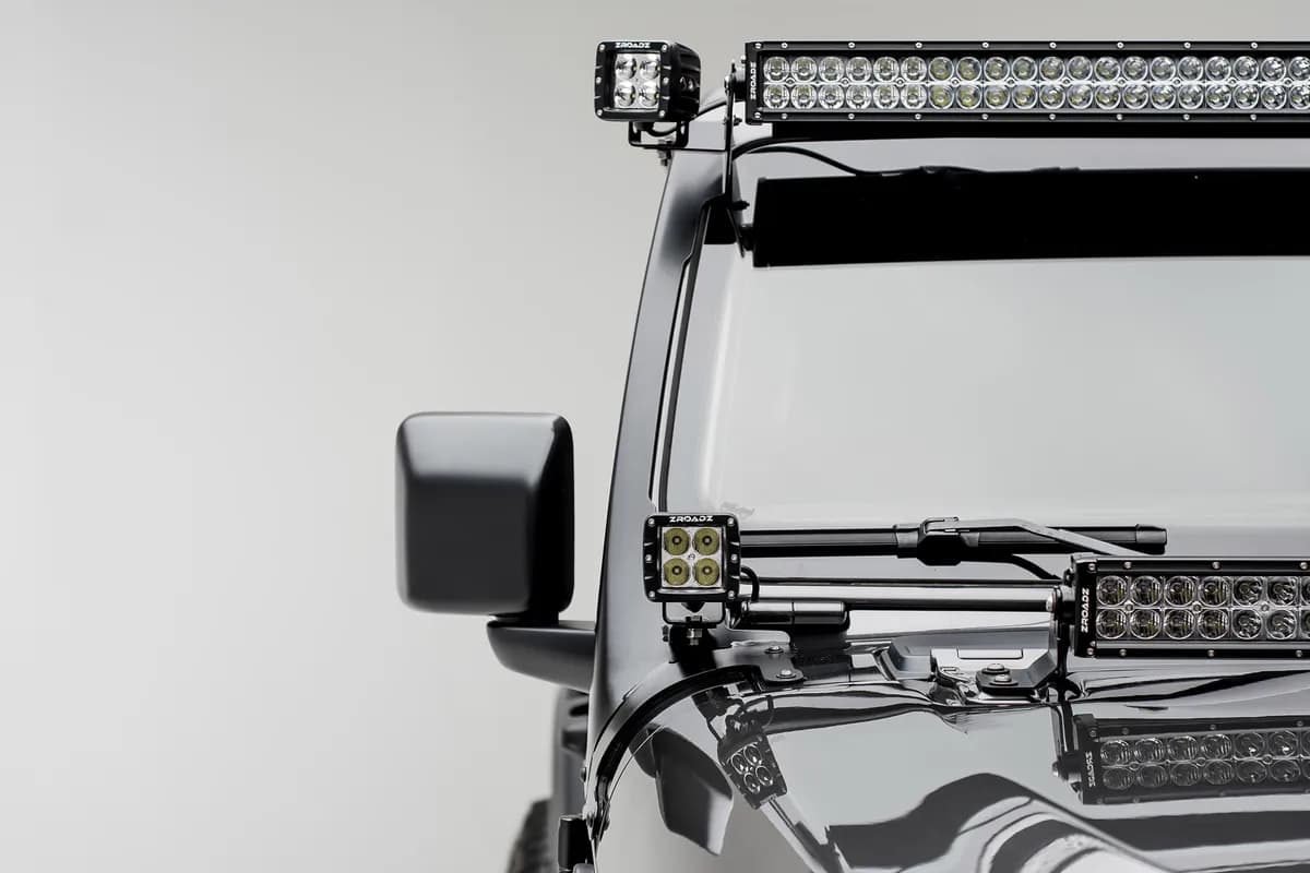 Zroadz A-Pillar Mounting Kit For Two 3in LED Pods And a 52in Light Bar - Jt/Jl
