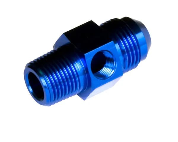 08 Male An/Jic to 06 (3/8) Npt Male With 1/8 Npt Hex Blue