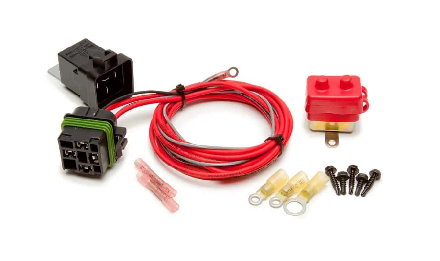 Weatherproof Fan Relay Kit; w/o Thermostatic Switch; Incl. Relay/Circuit Breaker/Relay Base w/Harness/Heat-Shrinkable Crimp-On Terminals/Mounting Hardware;