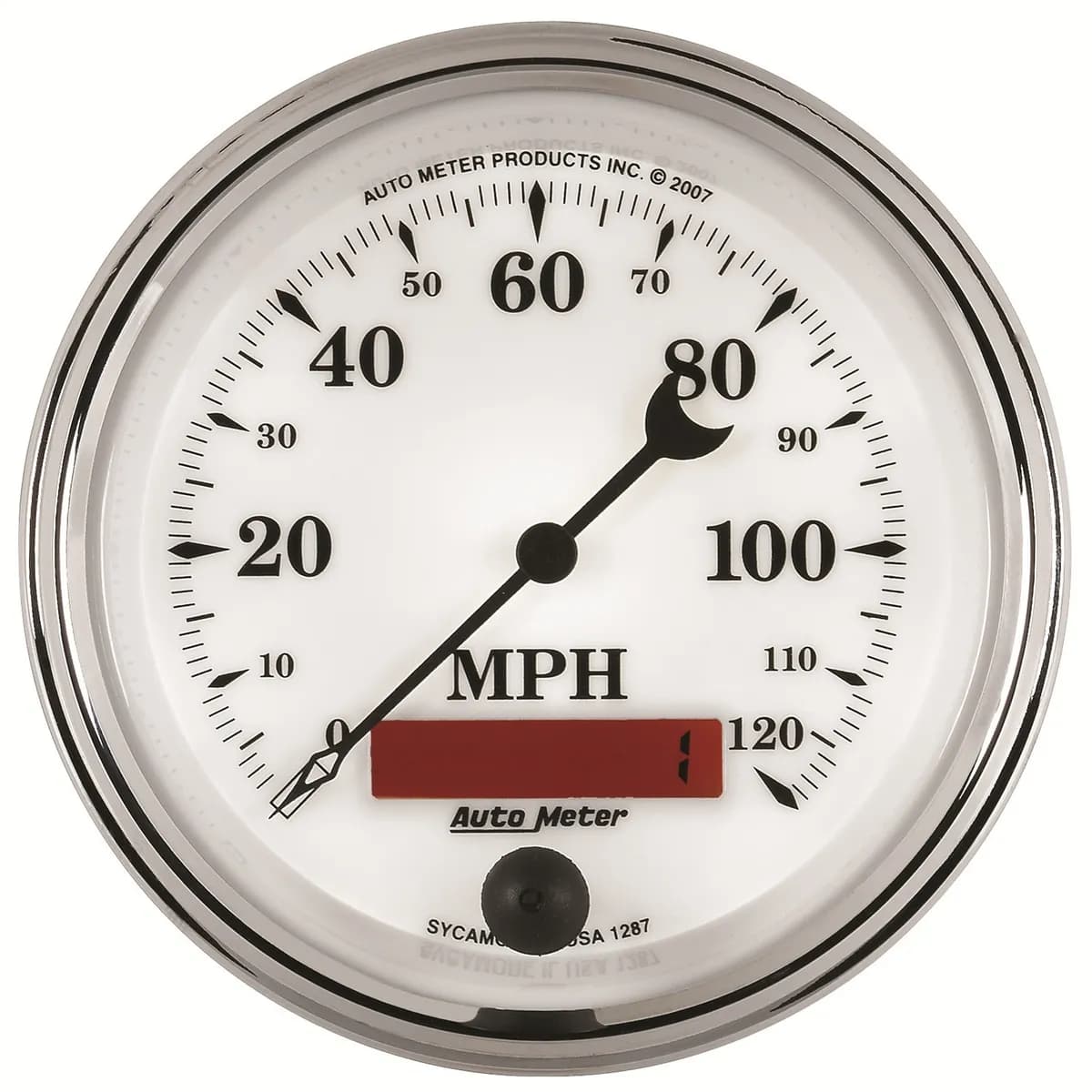 3-3/8in. Speedometer; 0-120 Mph; Old-Tyme White II