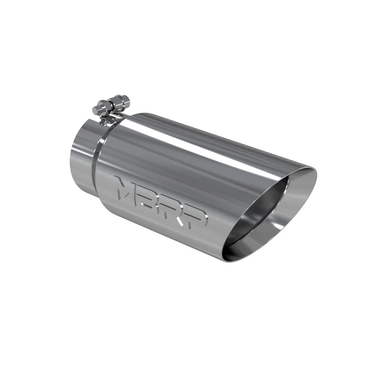 Armor Pro Exhaust Tip; 4 in. Inlet Diameter; 5 in. Outlet Diameter; 12 in. Length; Dual Wall; Angled; T304 Stainless Steel; Mirror Polished;