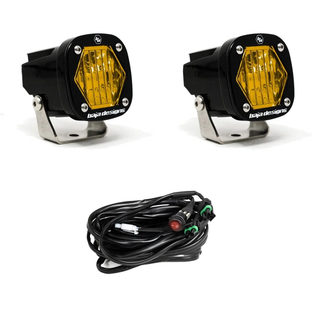 S1 Baja Amber Wide Cornering LED Light with Mounting Bracket Pair Baja Designs