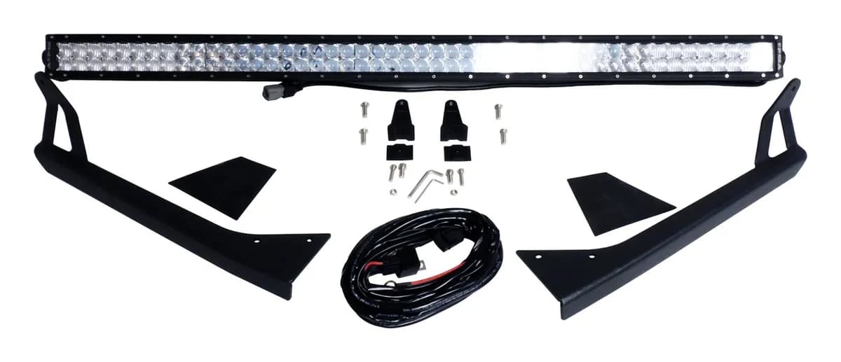 RT Off-Road 50in LED Light Bar and Windshield Bracket Kit for 76-95 Jeep CJ-7, CJ-8, and YJ