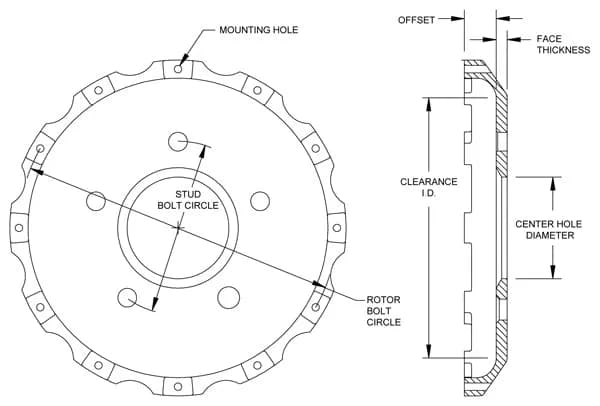 Wilwood HAT12x8.75 BC5x4.724 MT1.00 OFFSET