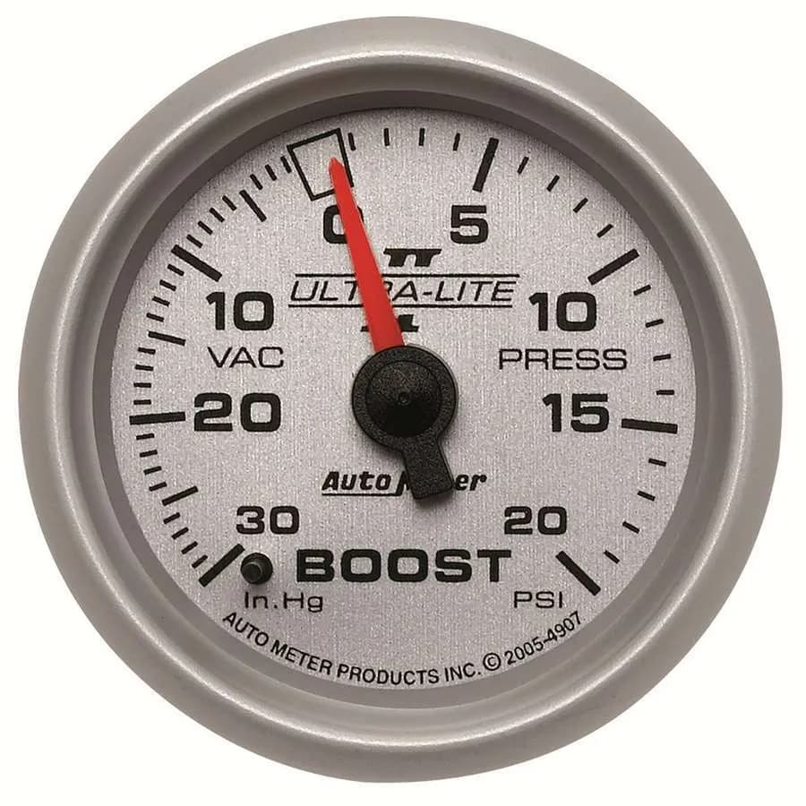 Gauge, Vac/Boost, 2 1/16", 30inHg-20psi, Mechanical, Ultra-Lite II
