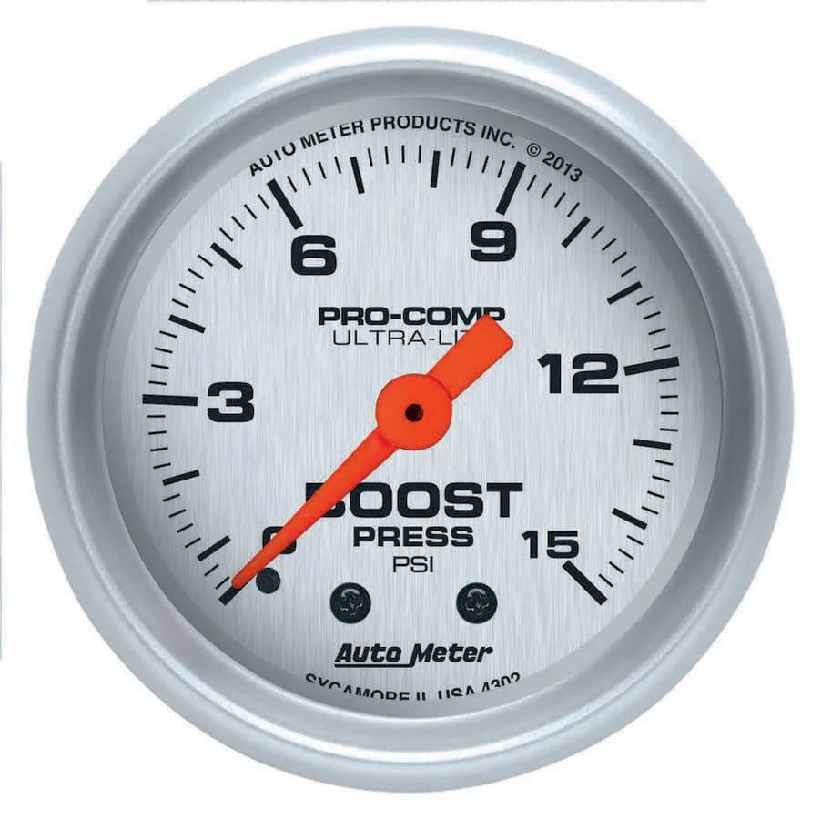 Gauge, Boost, 2 1/16", 15psi, Mechanical, Ultra-Lite