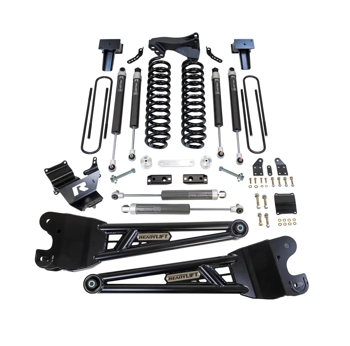 4ft. Coil Spring Lift Kit with Falcon 1.1 Monotube Front/Rear Shocks; Radius Arms; Dual Steering Stabilizer; and Front Track Bar Bracket