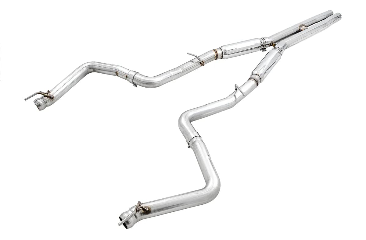 AWE Track Edition Exhaust for 15+ Challenger 6.4 / 6.2 SC - Chrome Silver Quad Tips