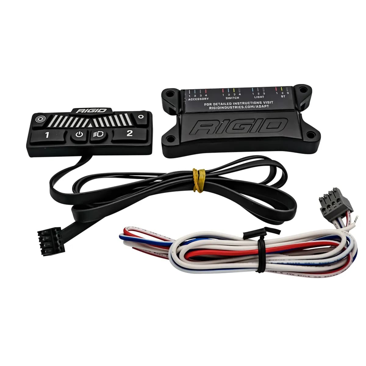 RIGID Adapt Light Bar Dash Switch Panel Controller Kit Including Under Dash Control Box; Control Box Accessory Harness; and Dash Switch Panel Assembly