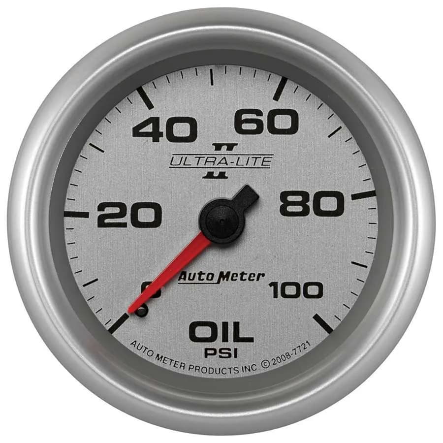 Gauge, Oil Pressure, 2 5/8", 100psi, Mechanical, Ultra-Lite II
