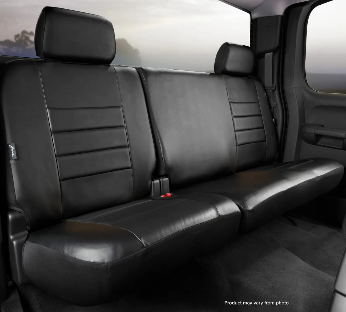 FIA SL65-7 BLK/BLK SL60 Series - Leatherlite Simulated Leather Custom Fit Rear Seat Cover- Black