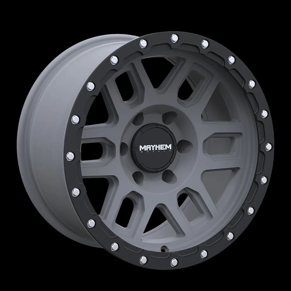 Mayhem Offroad Wheels Delta 8304 GY 17x9 Matte Black Lip Gunmetal -12 Off Set 6 Lug 4.53 BSM 106 Bore Cast Aluminum