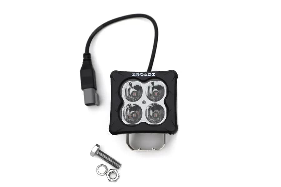 Rear Bumper LED Kit, Black, Mild Steel, Bolt-On, no Drilling Required, Includes (2) 3 Inch Amber Zroadz LED Pod Lights And Universal Wiring Harness, Mounts Under Rear Bumper