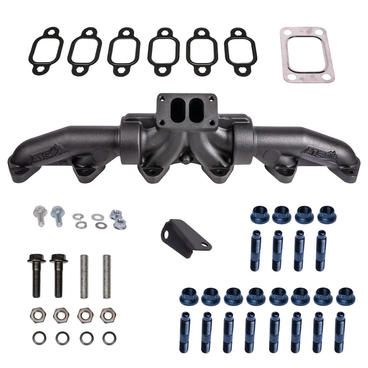 ATS Pulse Flow Exhaust Manifold Kit Fits 1994-2002 5.9L 12V 24V Cummins 3-Pc T4 With Optional Gaskets Premium Hardware