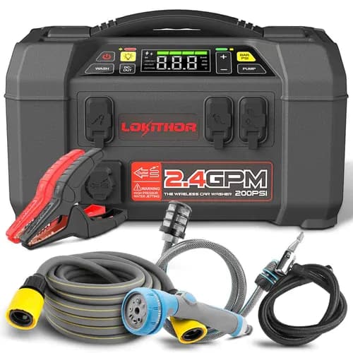 Jump Starter w/ Pressure Washer Air Compressor 2500amp Grey