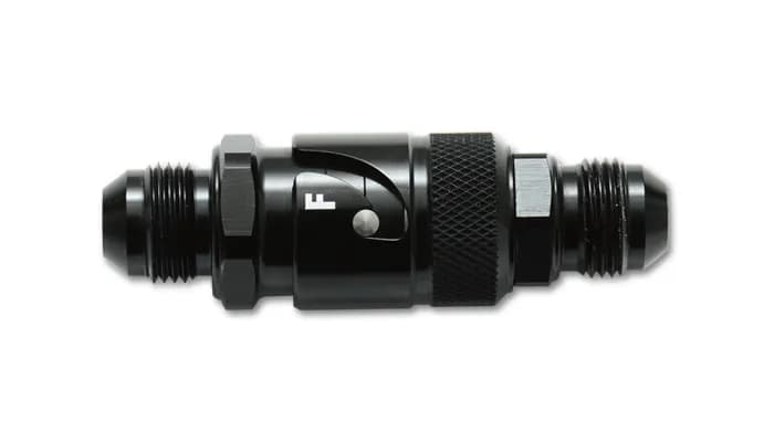 Quick Release Fitting; -12AN; 800 PSI Maximum Operating Pressure; 6061 Aluminum; Black Anodized; Dry Break;