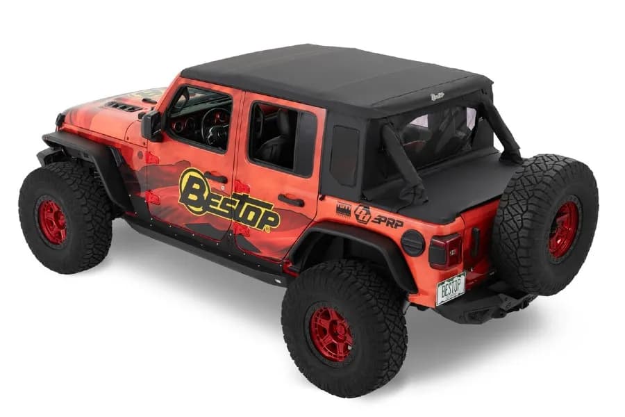 Jeep Wrangler Halftop Soft Top Conversion Kit For Jeep 2018-2023 Wrangler JL 4 Door Black Diamond Bestop