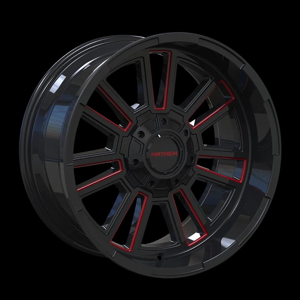 Mayhem Offroad Wheels Apollo 8115 RD 20x9 Prism Red Milled Gloss Black 18 Off Set 8 Lug 125.2 Bore 170 Bolt Circle Cast Aluminum