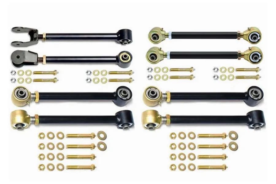 Johnny Joint Control Arm Set 97-06 Wrangler TJ and LJ Unlimited Adjustable w/ Double Adjustable Rear Upper Arms Set Of 8 RockJock 4x4