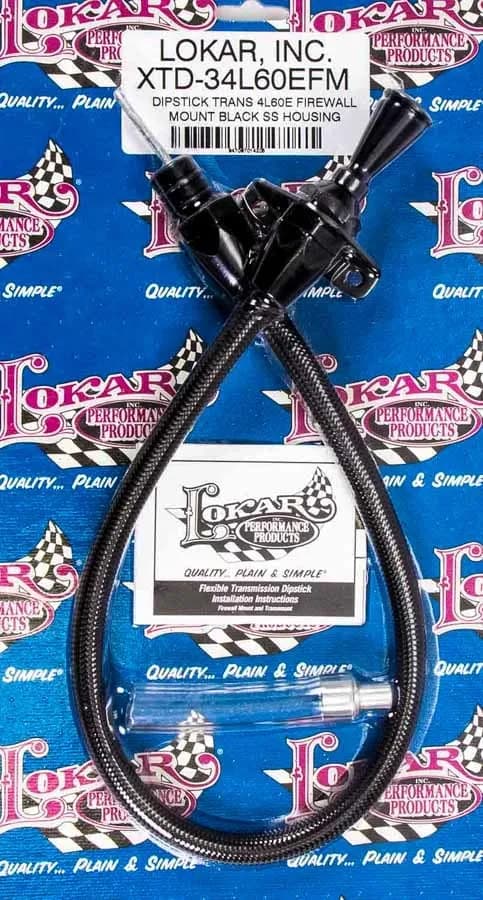 Hi-Tech Flexible Braided Transmission Dipstick; 24 in.; Firewall Mount; Incl. Flexible Inner Dipstick/Funnel Adapter/Braided Black Stainless Outer Housing; Black Finish;
