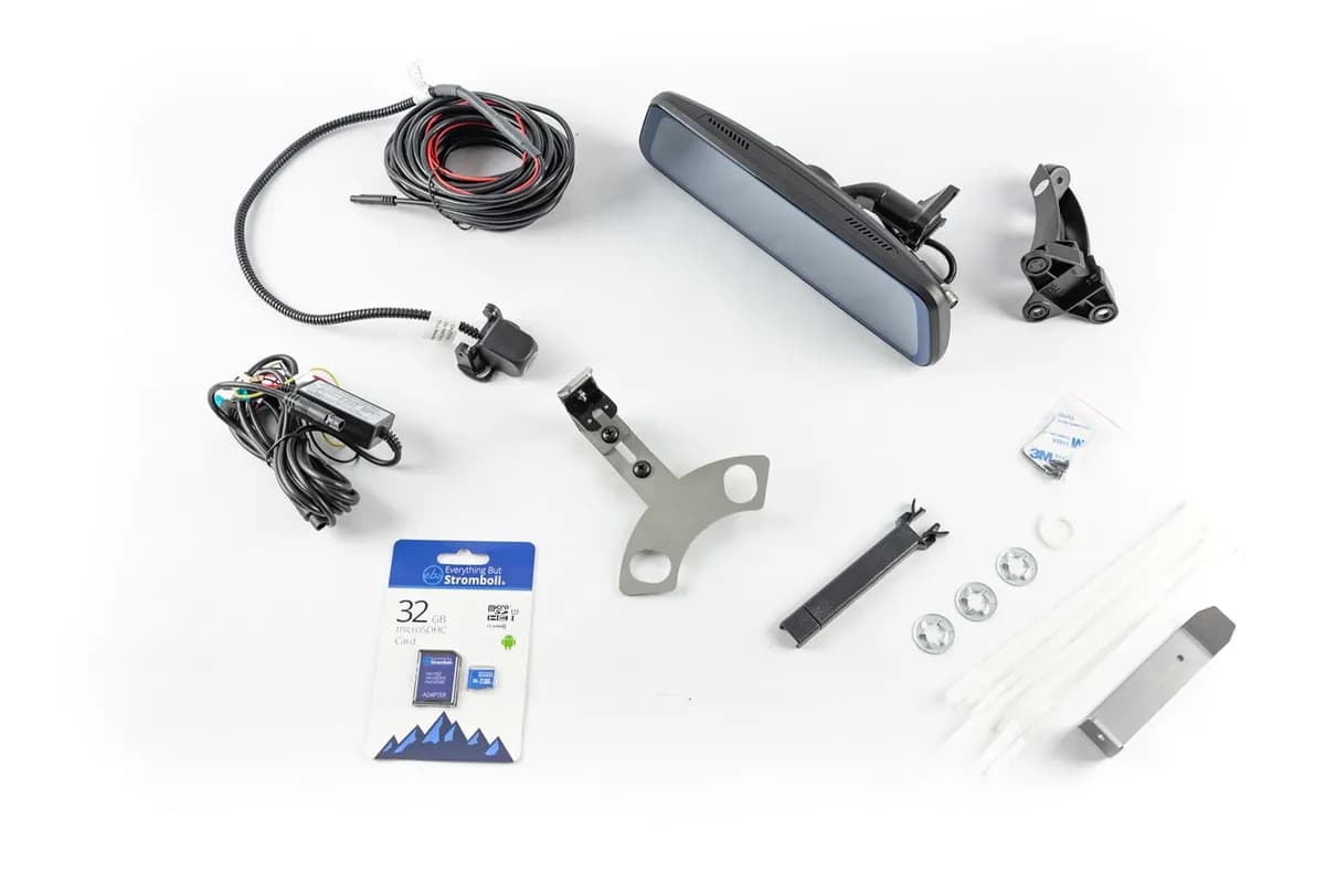 FullVUE® Mirror Camera System For Jeep®; D-Tab Wedge Mount Bracket Included; Optional G-Shock Park Monitoring; 32GB SD Card Included;