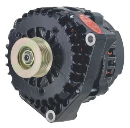 Alternator; AD244; Offset 2 in. Spools; 220 Amp; 150 Idle; w/4 pin Voltage Regulator; Black;