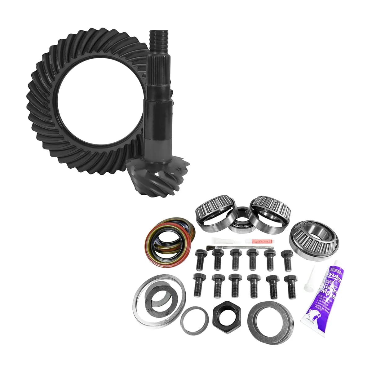 11.25 Inch Dana 80 Thin 3.73 Rear Ring & Pinion Install Kit 4.375 Inch OD Bearing D80/ 11.25 Inch Dana 3.73 Thin Rear R&P Gear/ Install Kit Package 4.375 Inch OD Head Bearing Yukon Gear