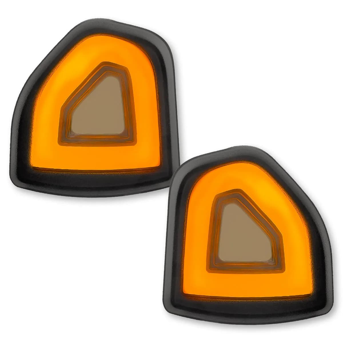 Recon Dodge 21-24 RAM 1500 19-22 RAM 2500/3500 Corner Side Tow Mirror Turn Signal Running Light (2-Piece Set) w/ Amber LED Turn Signals White LED Running Lights - Smoked Lens 264247bkx
