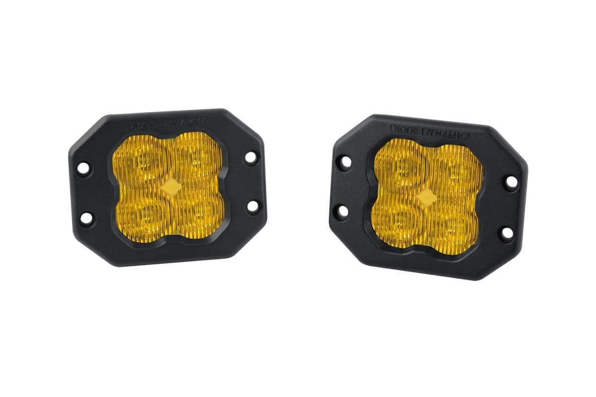 Diode Dynamics SS3 Yellow Pro Flush Mount LED Pod Pair, SAE Fog - Amber
