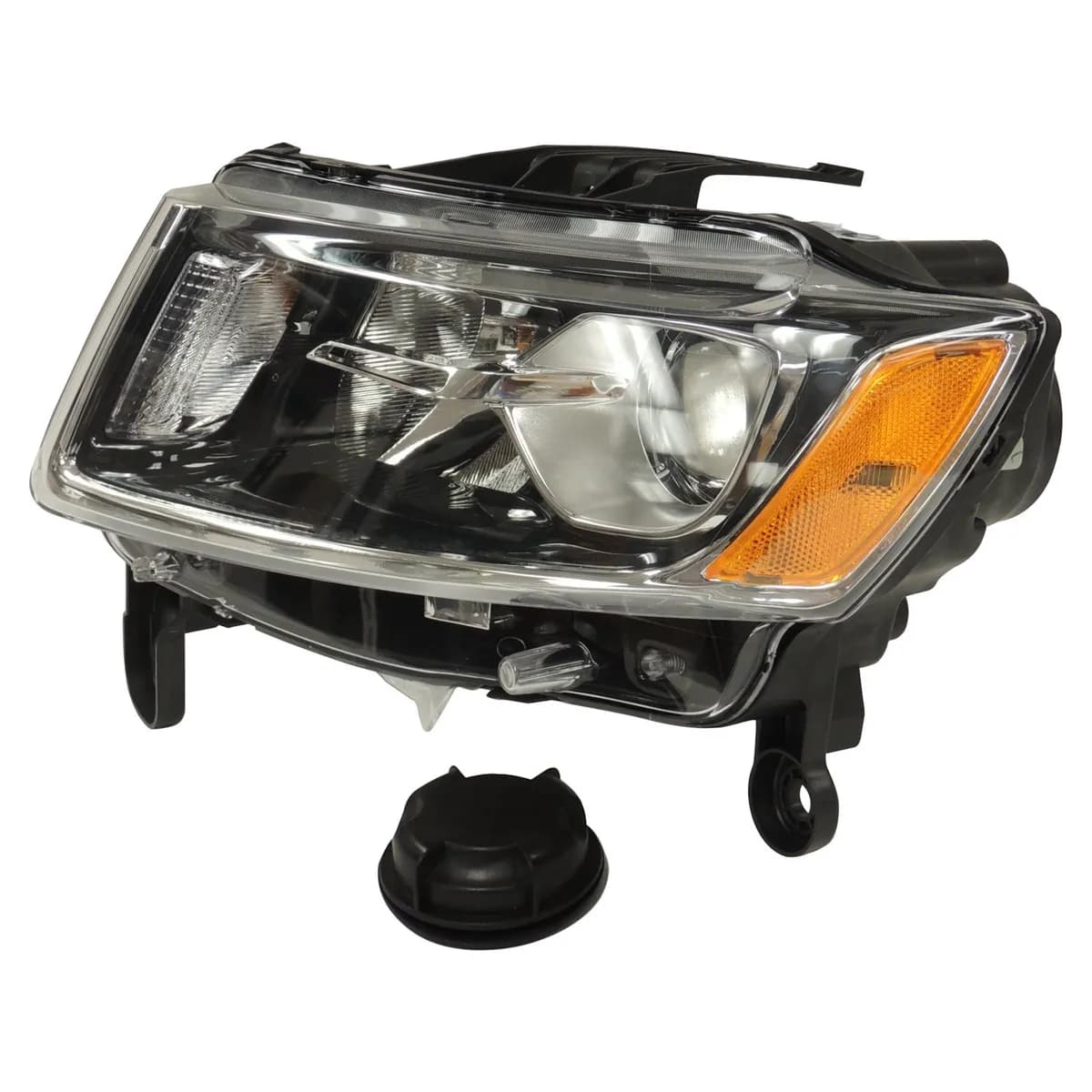 Head Light; Left; w/ Halogen Lamps; w/ Silver Bezels;