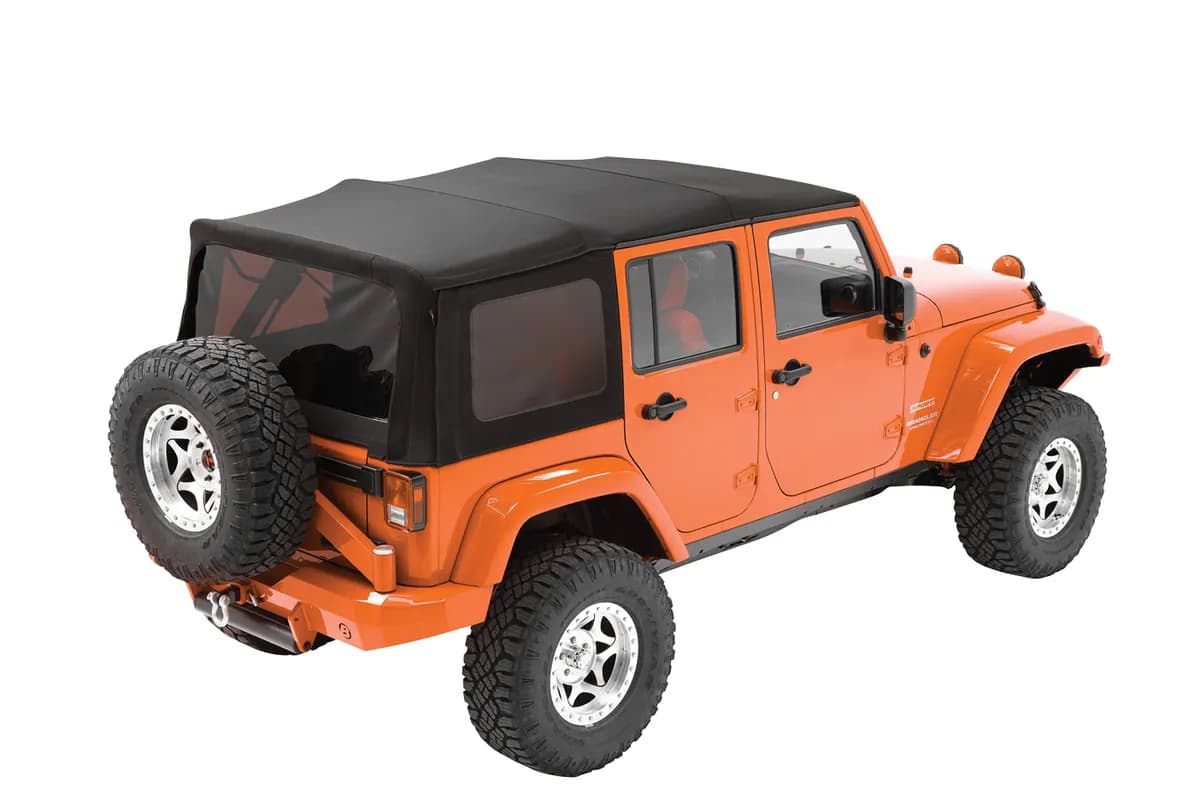 Bestop Replace-A-Top OE Exact (OEX) for OEM - Jeep '07-09 Wrangler JK 2-Door (Black Diamond Sailcloth; Tinted Windows; No Door Skins Included)