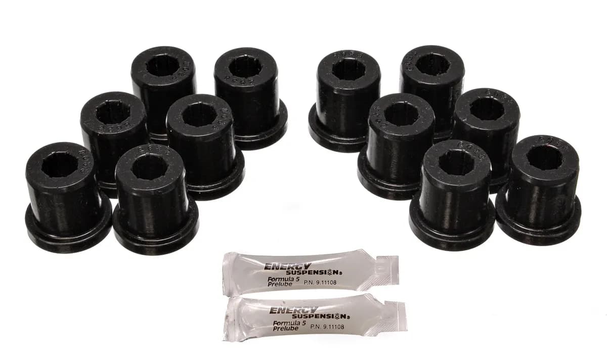 Front/Rear Leaf Spring Bushing Set W/Complete Shackle Setblkperformance Polyurethane