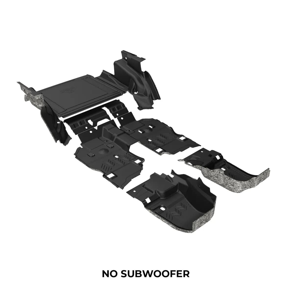 18-23 JLU 4DR full vehicle kit front and rear flooring cargo mat closeout wheelhouse covers WITH subwoofer mesa smoke
