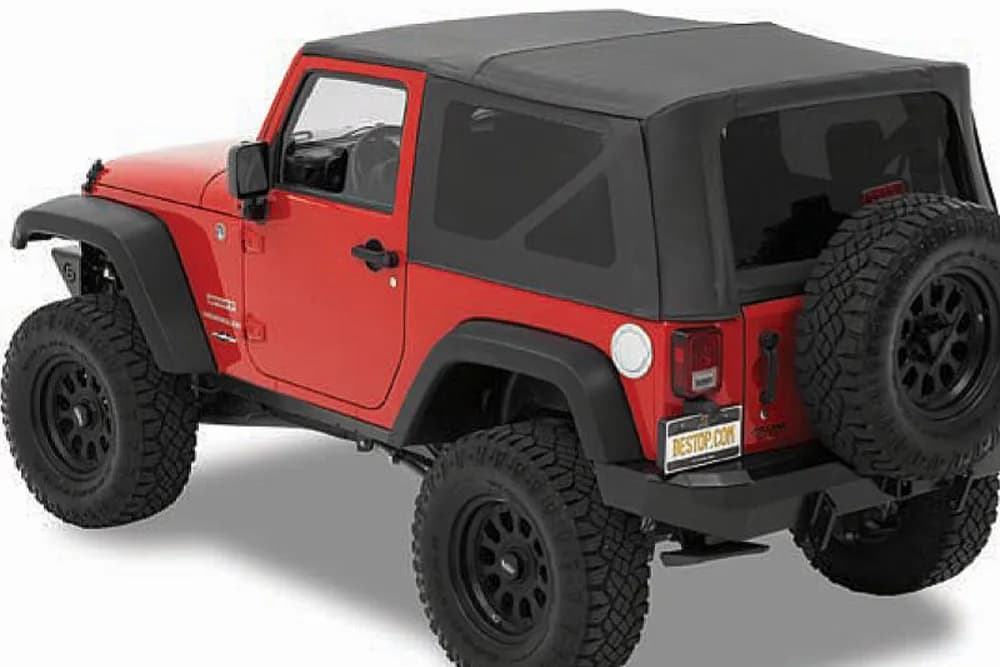 Jeep Soft Top Supertop Squareback Soft Top For Jeep 2007-2018 Wrangler JK 2 Door Black Diamond Bestop