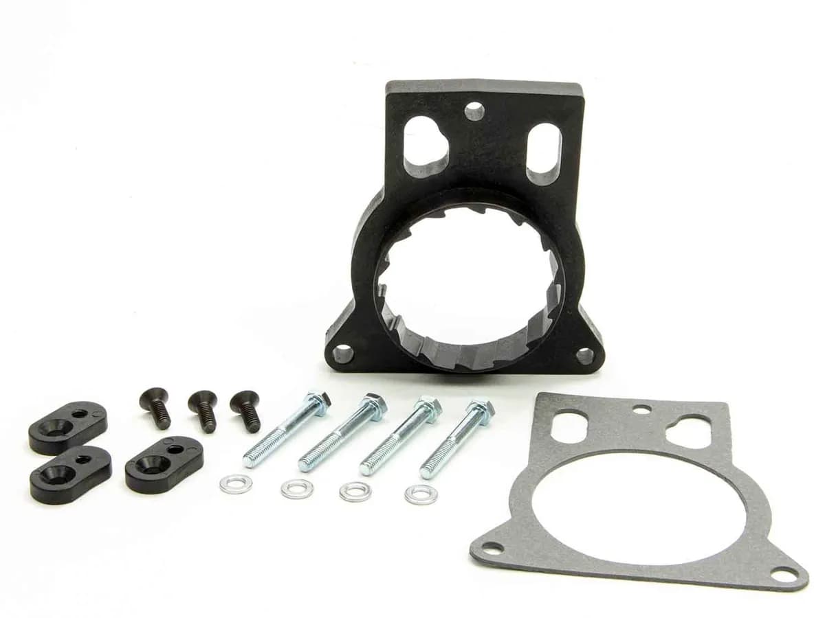 Vortice Throttle Body Spacer; Increases Lower End Torque/Fuel Efficiency/Throttle Response w/Stock Or Volant Intakes; Incl. Gasket And Hardware; Glass-Filled Nylon Composite;