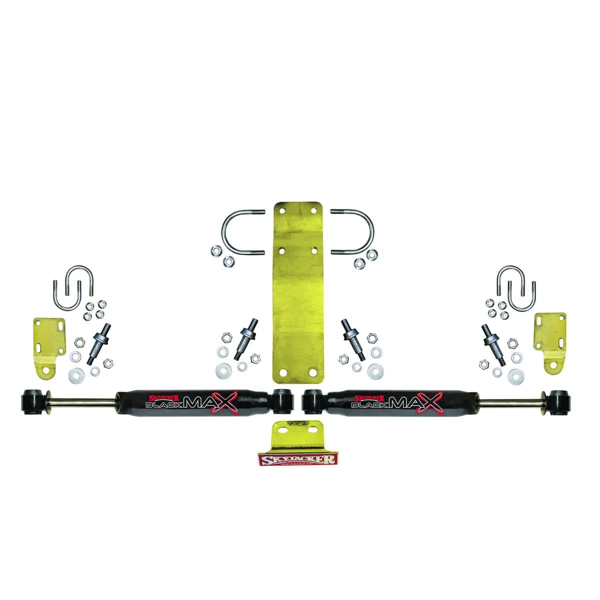 Steering Stabilizer Dual Kit Incl. Black Max Steering Dampners Brackets Hardware For Use w/OEM Diameter Tie Rod Black Skyjacker