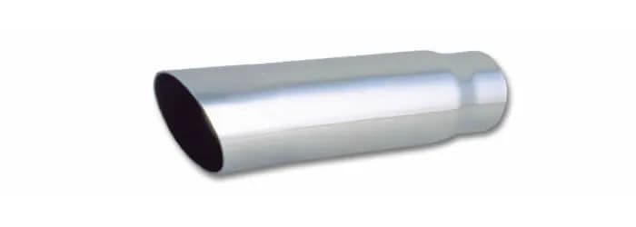 Exhaust Tip; Round Straight; 3.5 in. Outlet O.D.; 3 in. Inlet ID; 11 in. L; 304 Stainless Steel; Single Wall Angle Cut;