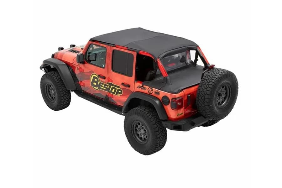 Jeep Bikini Top Header Safari Bikini Tops For Jeep 2018-2023 Wrangler JL 2 Door Black Diamond Fabric Bestop