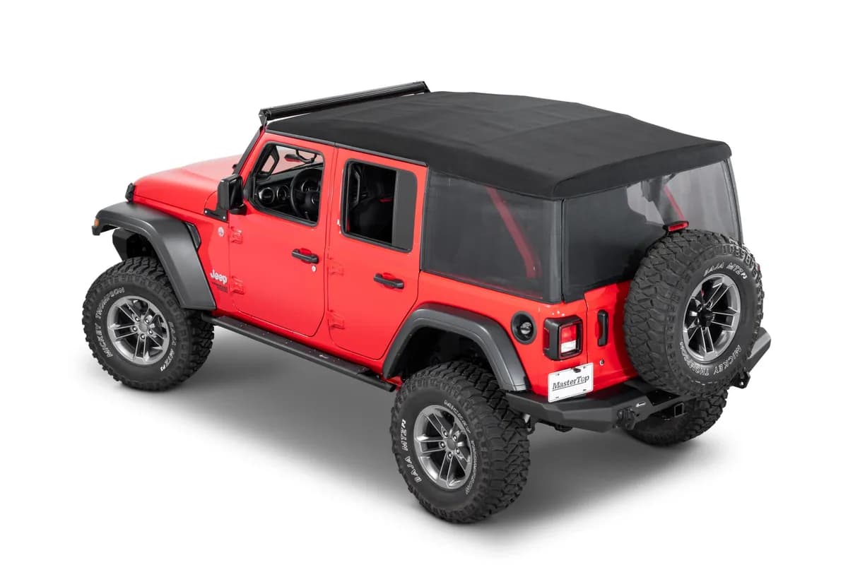 Mesh Trail Screens 2018-2024 4 Dr JLU Wrangler with Factory Soft Top 3 Piece Kit Black Mesh MasterTop