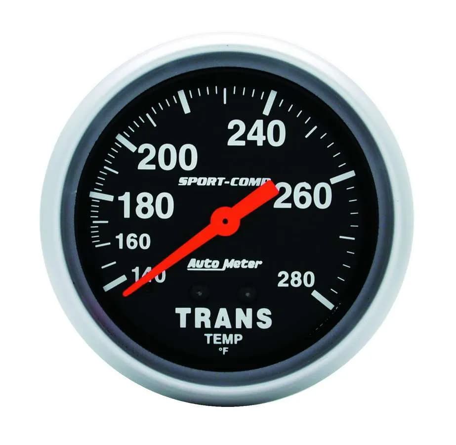 Gauge, Transmission Temp, 2 5/8", 140-280?F, Mechanical, 8ft., Sport-Comp