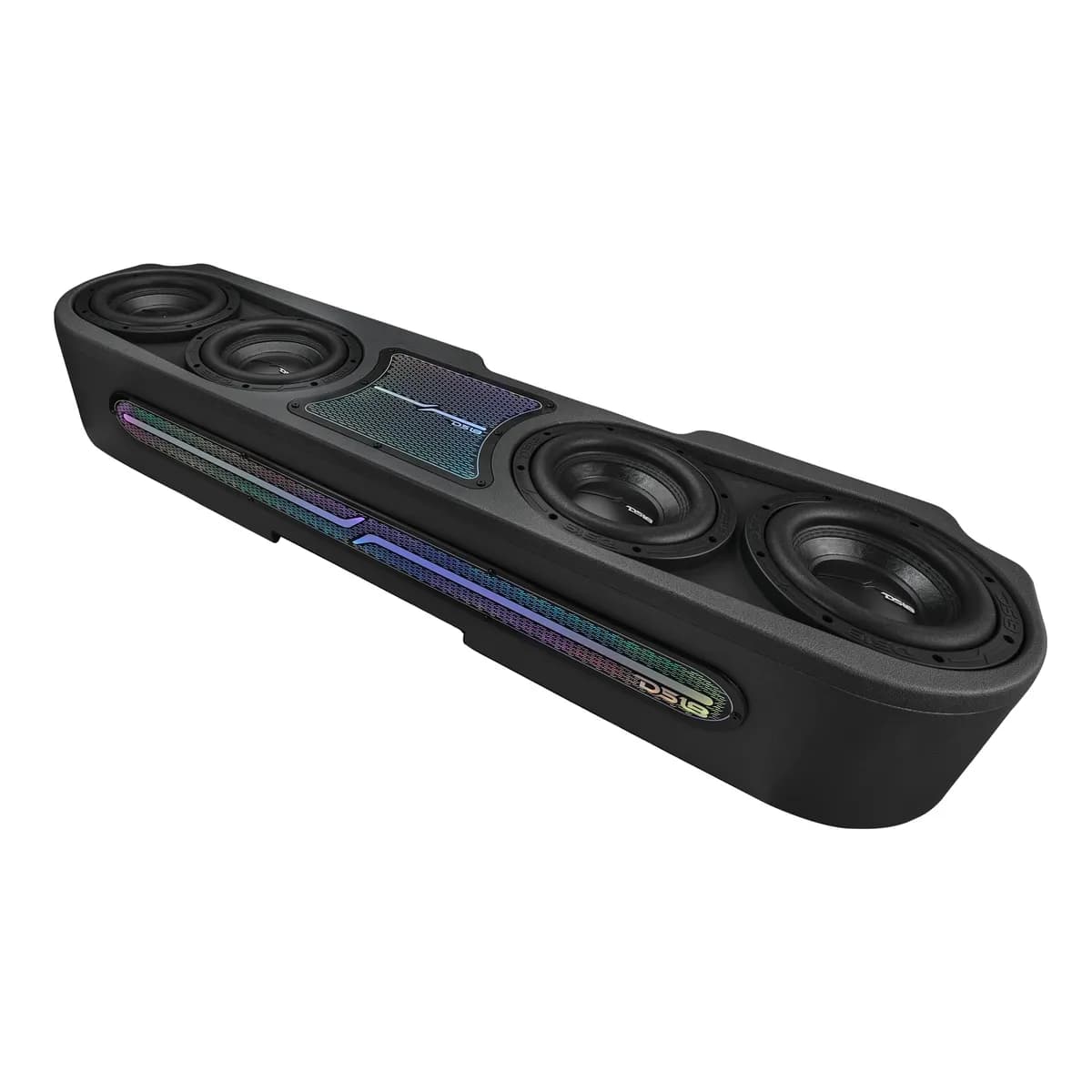 Jeep Gladiator JT 2020-Up | 4 x 8” Subwoofers Included (Zr8 .2d) | Upfiring | Underseat | Sealed Box | Exclusive Black Leather | Digital LED Lights Ebm Direct Fit Subwoofer Enclosure For Jeep Gladiator 2020-2024 (Speakers Not Included)