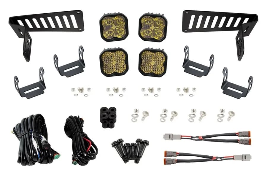 Diode Dynamics - SS3 Cowl LED Bracket Kit for 2018-2024 Jeep JL Wrangler/Gladiator, Yellow Pro