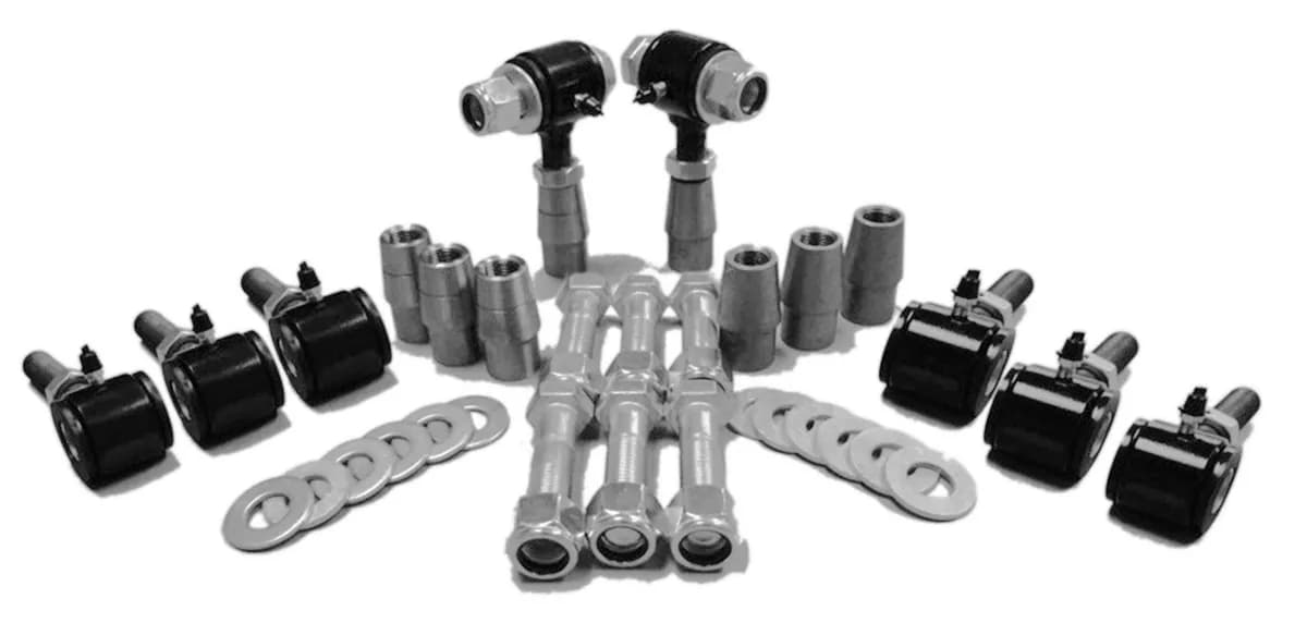 Steinjäger 1.25-12 RH LH Poly Bushings Kits, Male 9/16 Bore x 1.50 Wide fits 1.750 x 0.120 Tubing Black Powdercoated Bush Housing Eight Poly Ends Per Kit