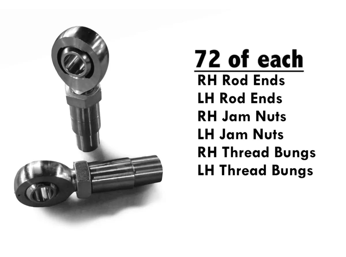 Heims, Nuts, Bungs 7/8-14 RH and LH Chrome Moly Housing, Nylon Race Fits 1.750 x 0.120 Tubing 144 Rod Ends