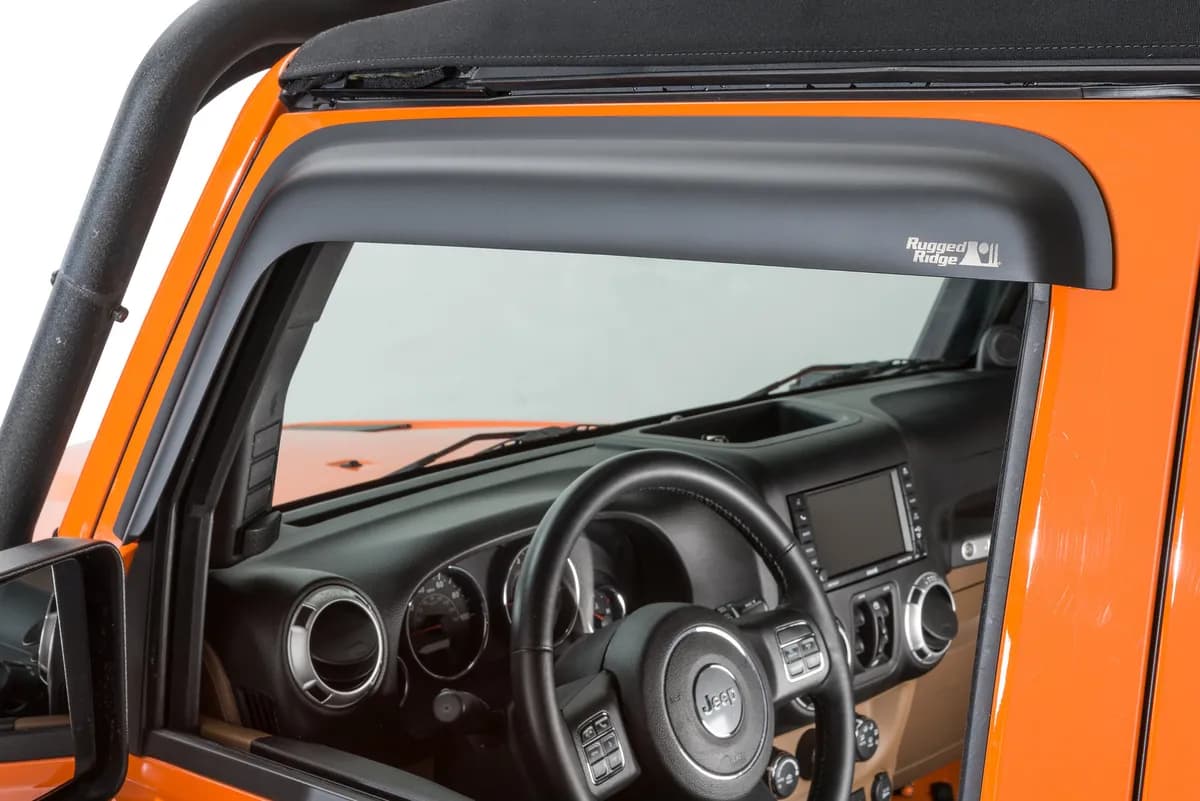 Rugged Ridge Front Window Visors, Matte Black - JK 2Dr