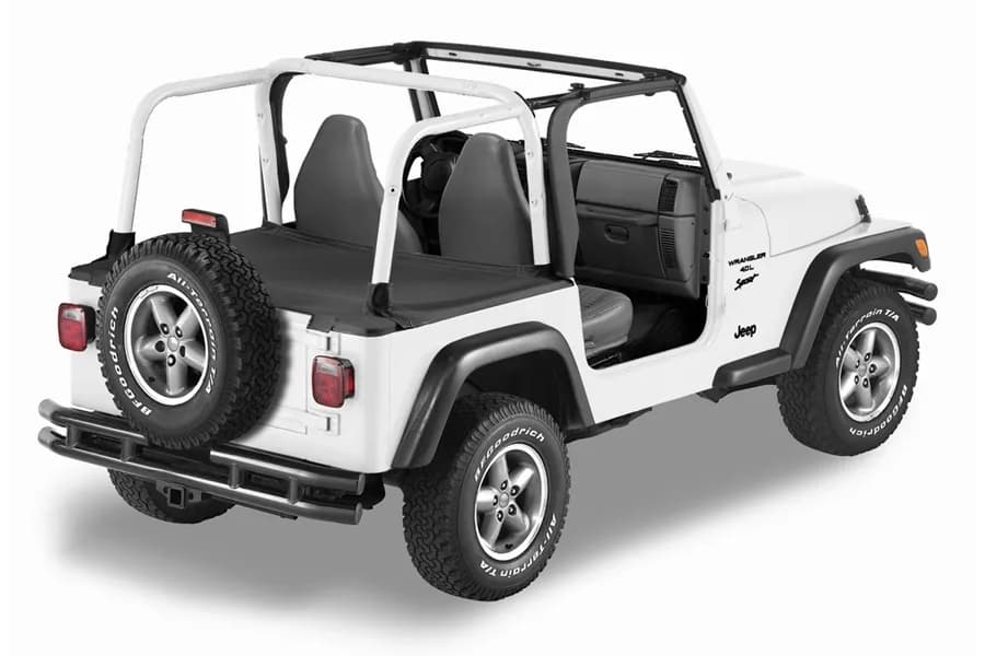 Cargo Deck Covers For Jeep 2003-2006 Wrangler TJ Standard Factory Soft top Removed No Belt Rail Channels Black Diamond Bestop