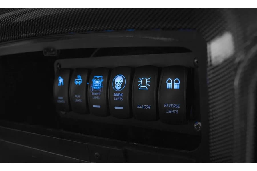 LED Rocker Switch Panel With 2 USB Ports With Blue LED Radiance